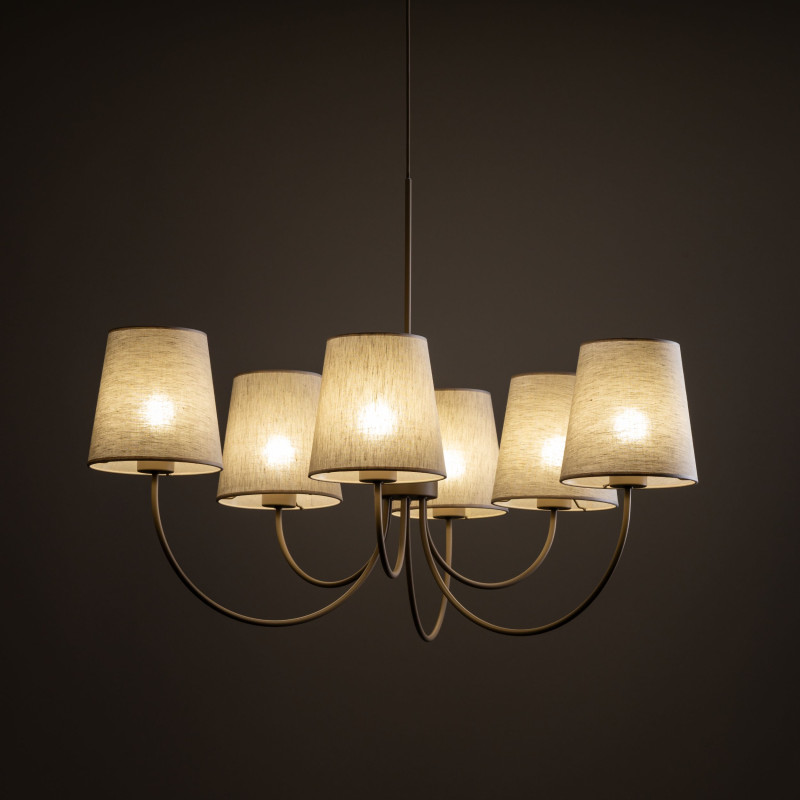 Lampadario Candi Sabia beige 6 luci E27 TK Lighting