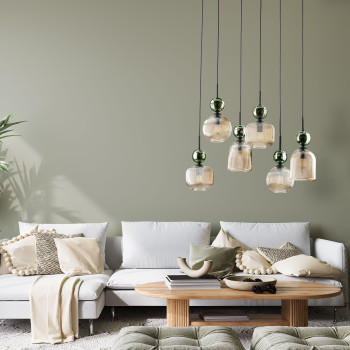 Lampadario Sophia 6 luci nero verde E14 TK Lighting