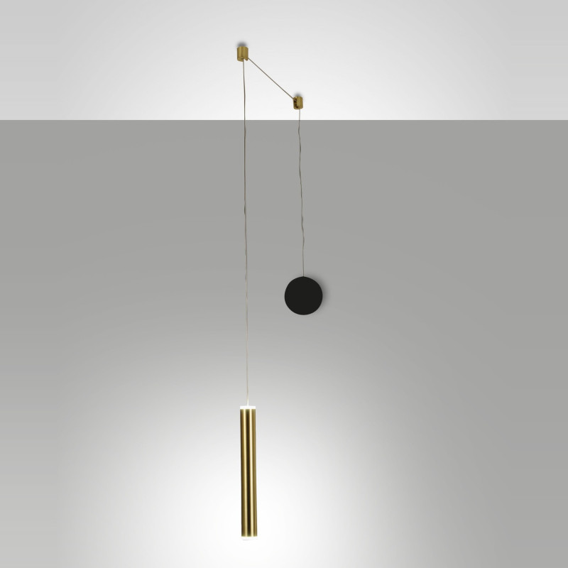 Sospensione Prado LED 1 luce nero ottone Fabas