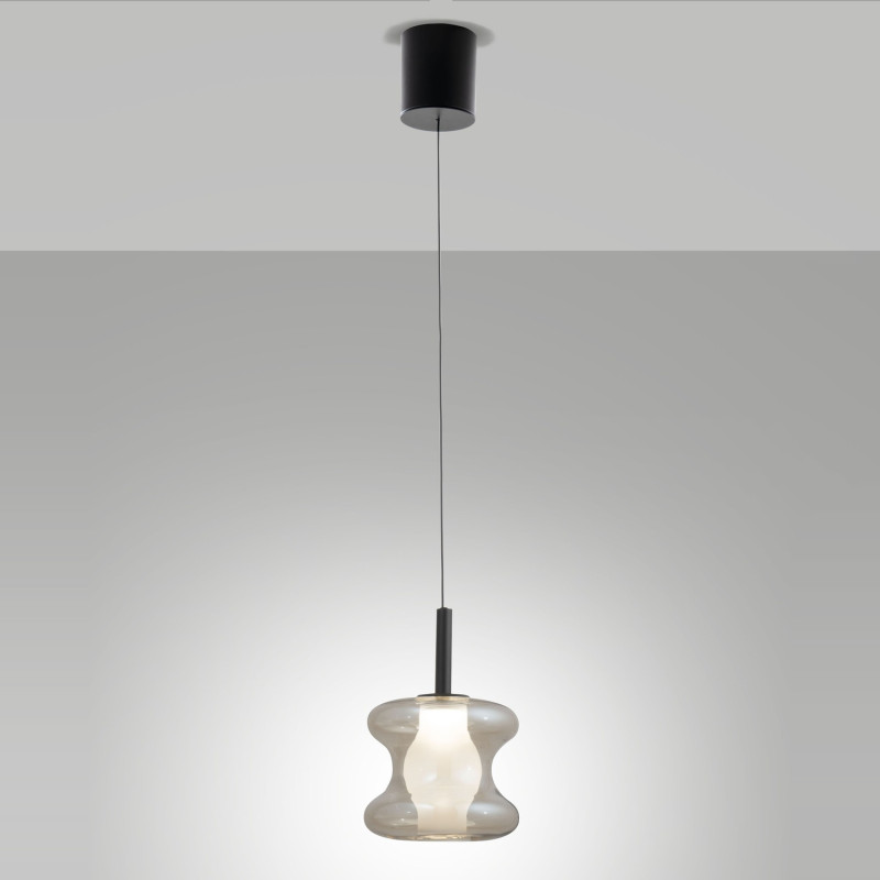 Sospensione LED Frua cognac Fabas 1 luce
