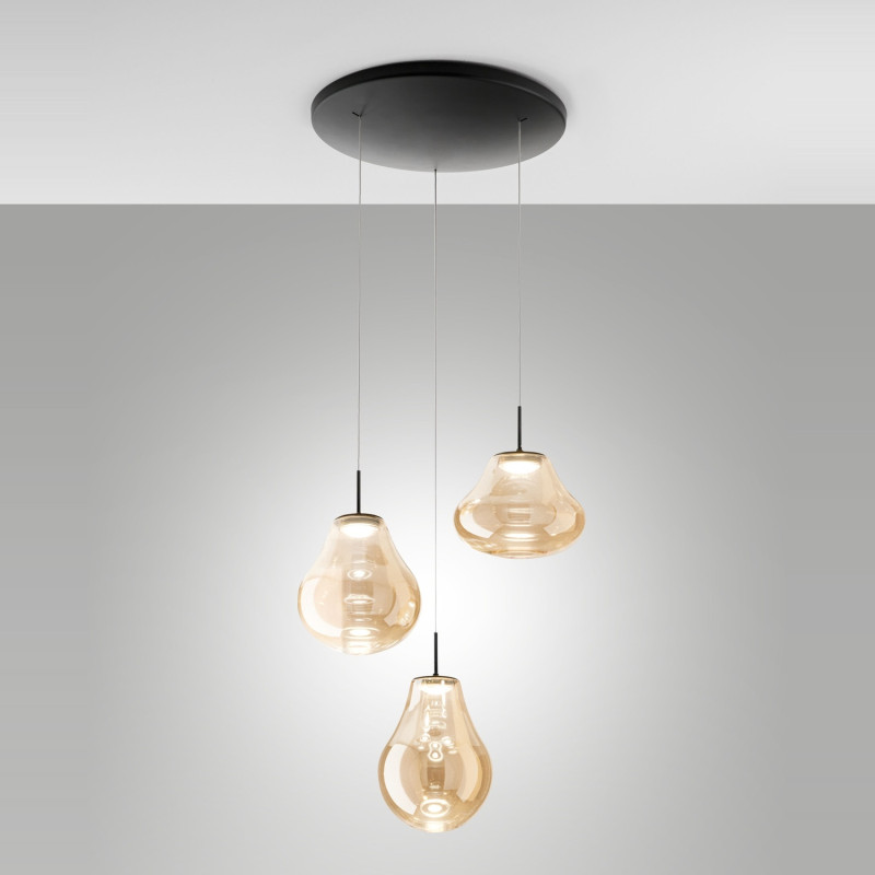 Sospensione Deva ambra LED 42W 1 luce Fabas