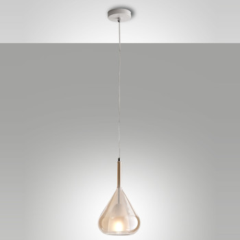 Sospensione Lila 1 luce ambra in vetro Fabas