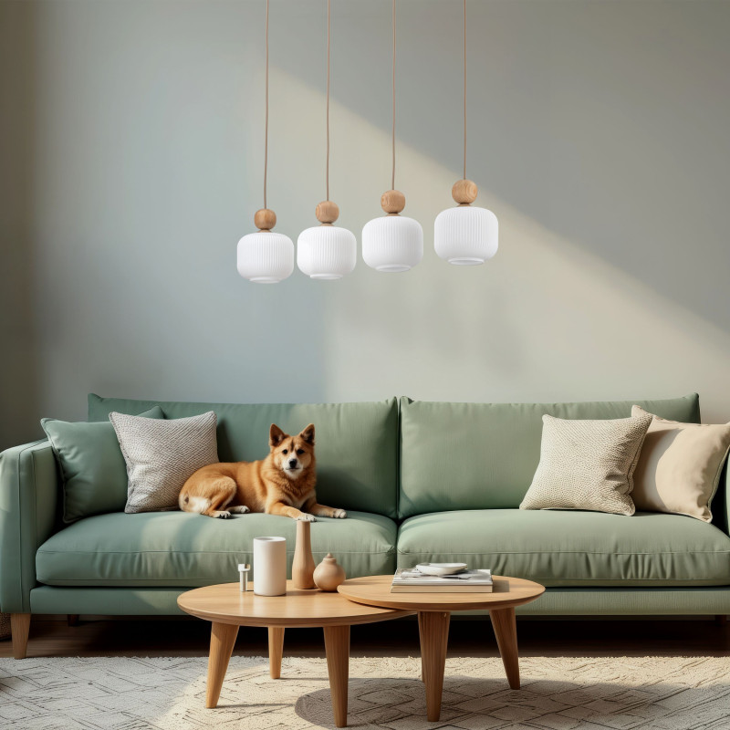 Lampadario Ballo 4 luci E14 beige e bianco TK Lighting