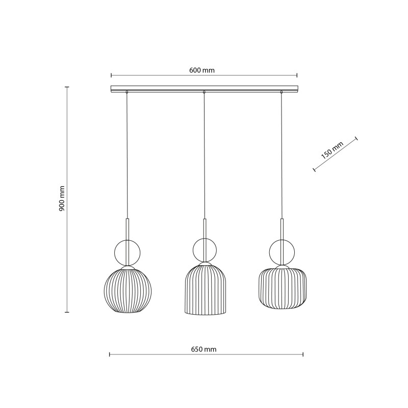 Lampadario Sophia 3 luci nero e oro E14 TK Lighting