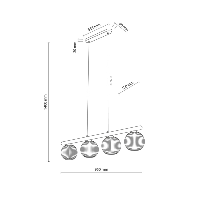 Lampadario Virlo 4 luci bianco E14 TK Lighting