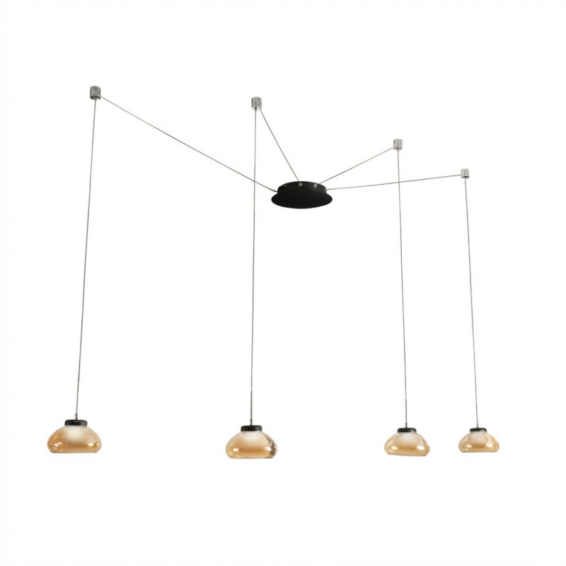 Lampadario Arabella LED ambra 4 luci 32W Fabas
