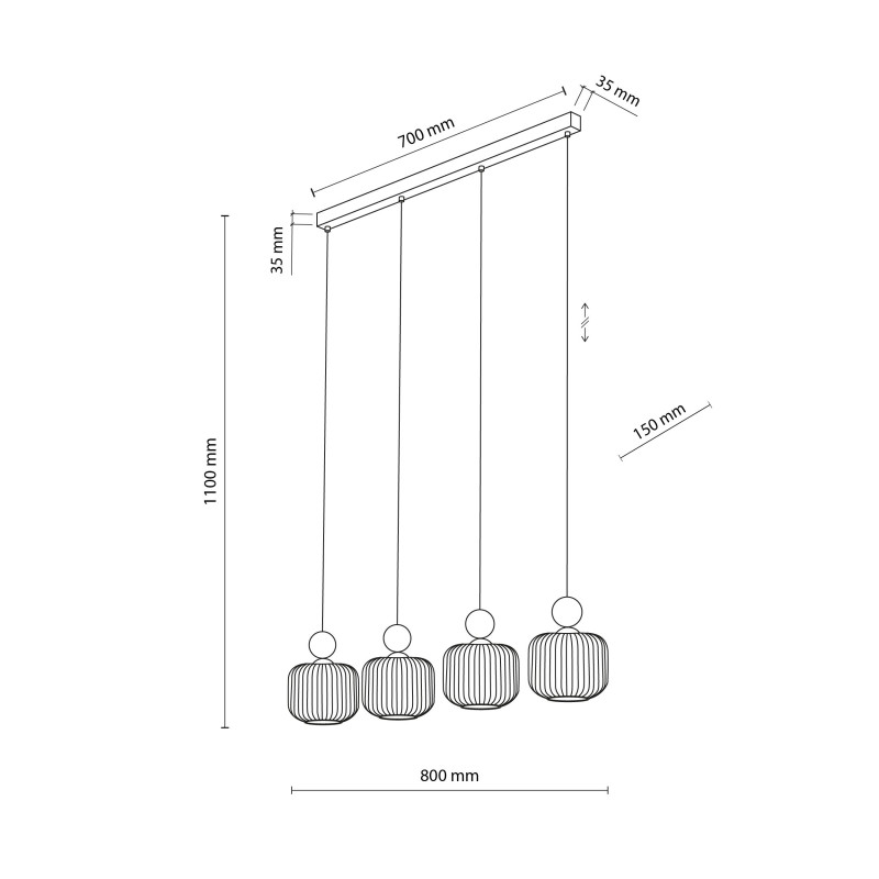Lampadario Ballo 4 luci E14 beige e bianco TK Lighting