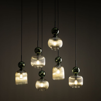 Lampadario Sophia 6 luci nero verde E14 TK Lighting