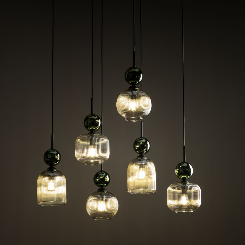 Lampadario Sophia 6 luci nero verde E14 TK Lighting