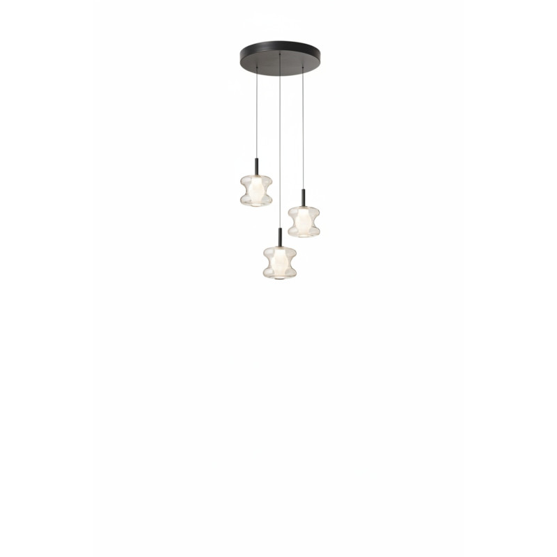 Lampadario Frua LED 3 luci cognac moderno Fabas