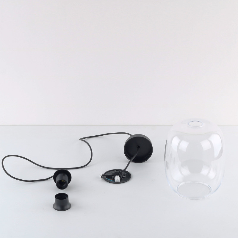 Lampadario Elio Transparent 1 luce nero e trasparente TK Lighting