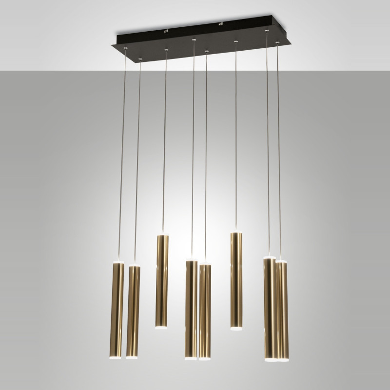 Lampadario LED Prado nero ottone satinato Fabas