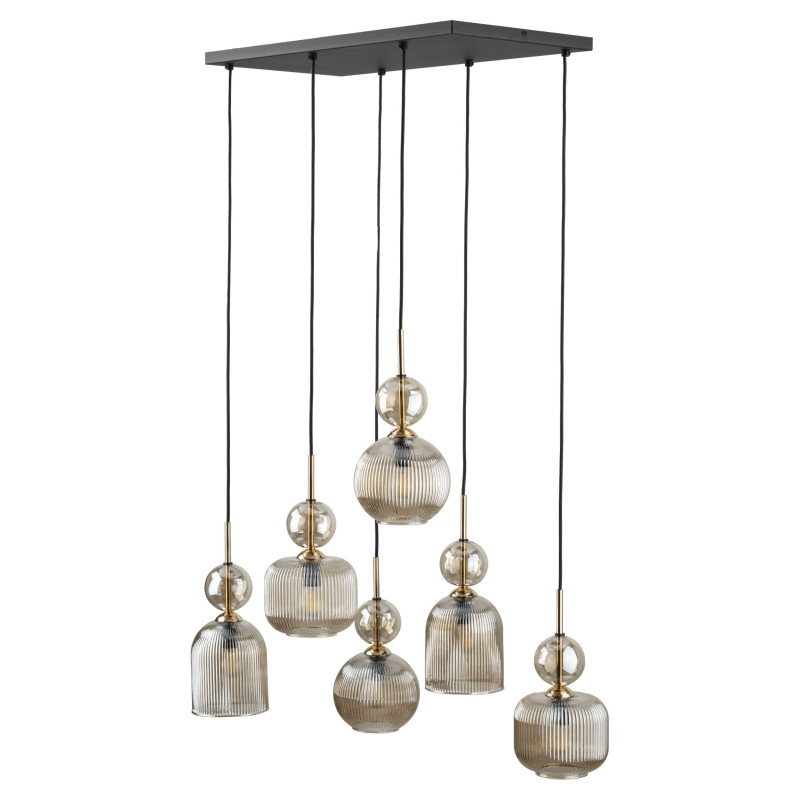 Lampadario Sophia 6 luci E14 nero e oro TK Lighting