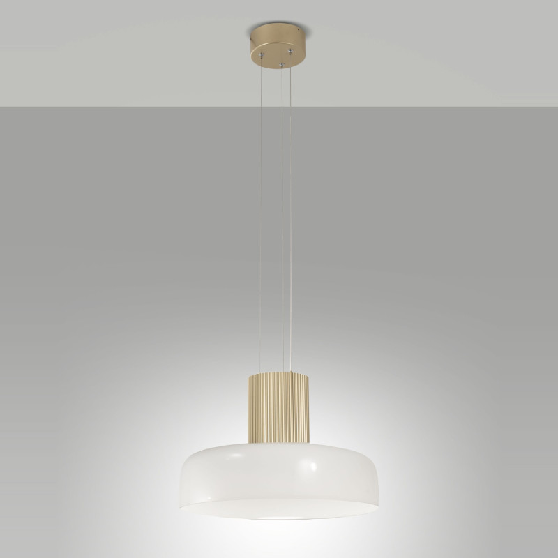 Lampadario Lunar LED bianco dorato Fabas