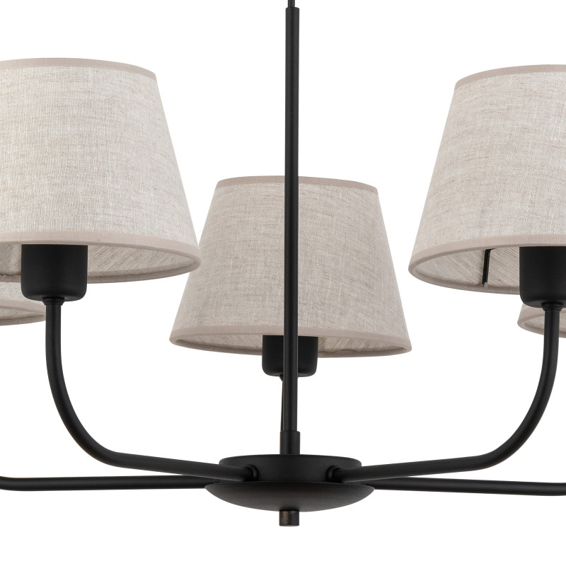 Lampadario Chicago Linen 5 luci nero E27 TK Lighting