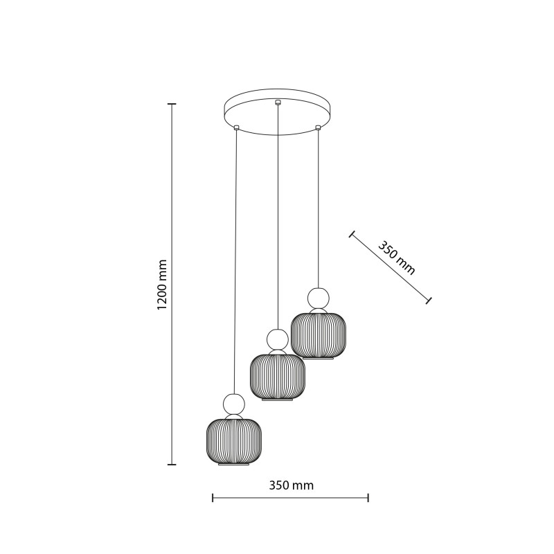 Lampadario Ballo 3 luci sabbia E14 TK Lighting