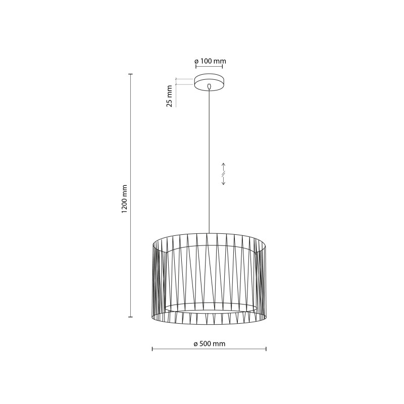 Lampadario Harmony Nature 3 luci nero E27 TK Lighting