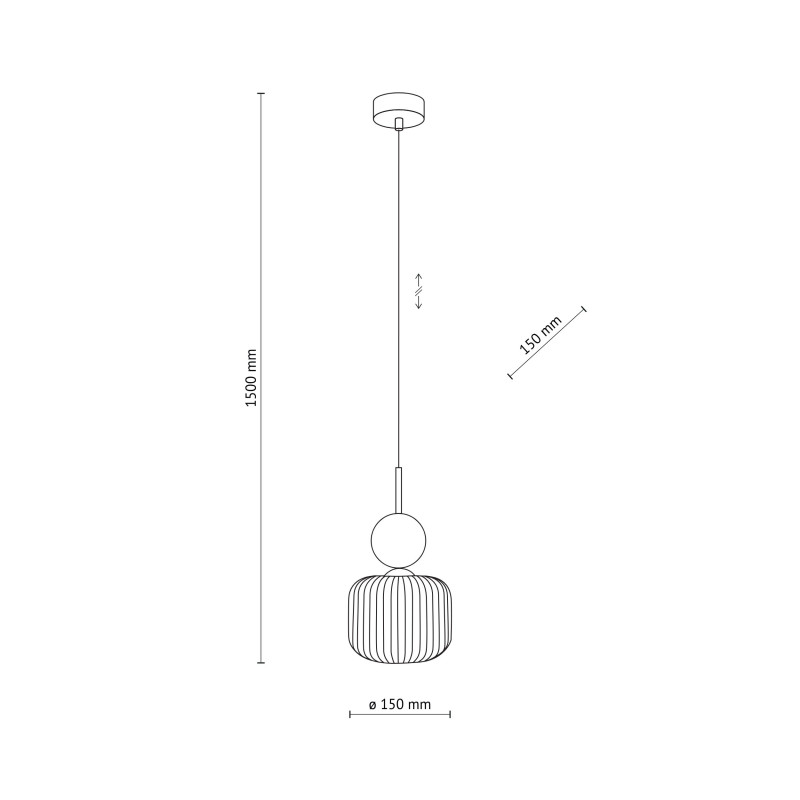 Lampadario Sophia 1 luce nero cognac E14 TK Lighting