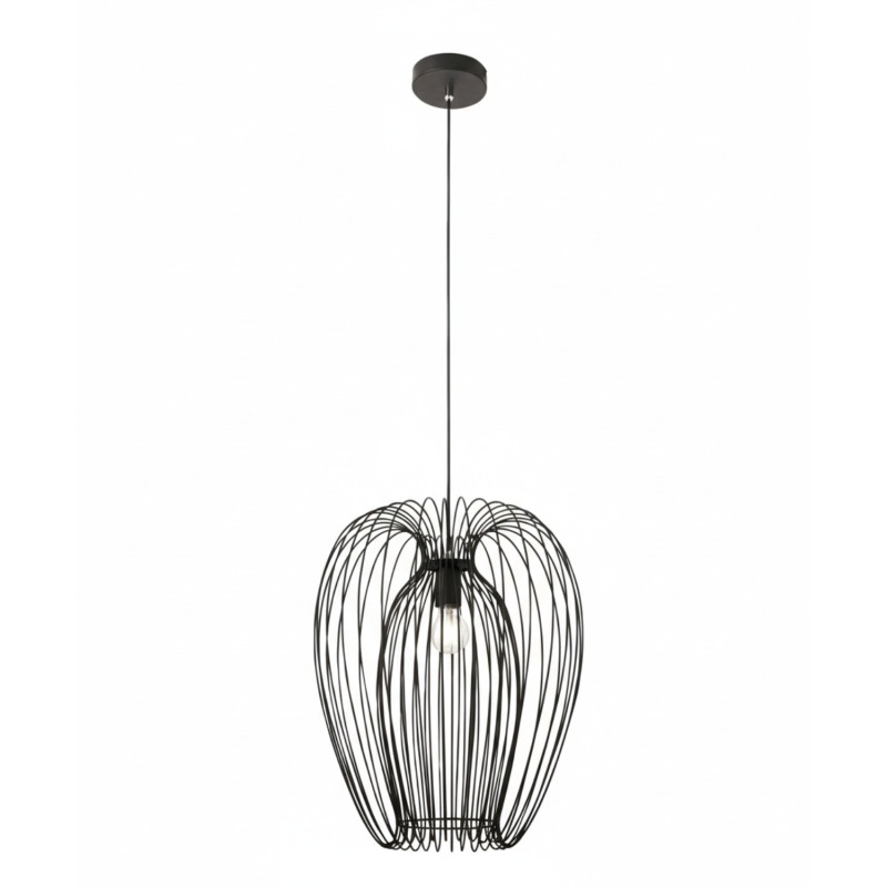 Lampada a sospensione Camp 1 luce nera E27 Fabas