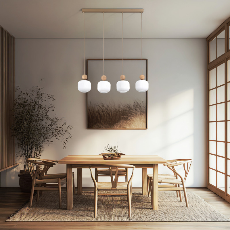 Lampadario Ballo 4 luci E14 beige e bianco TK Lighting
