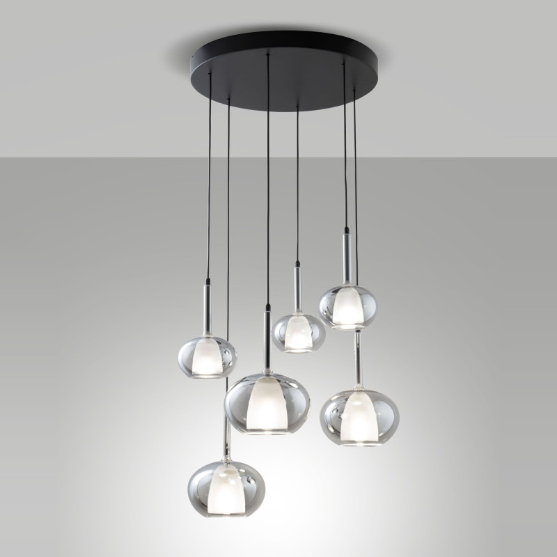 Lampadario a sospensione Edolo fumé 6 luci Fabas