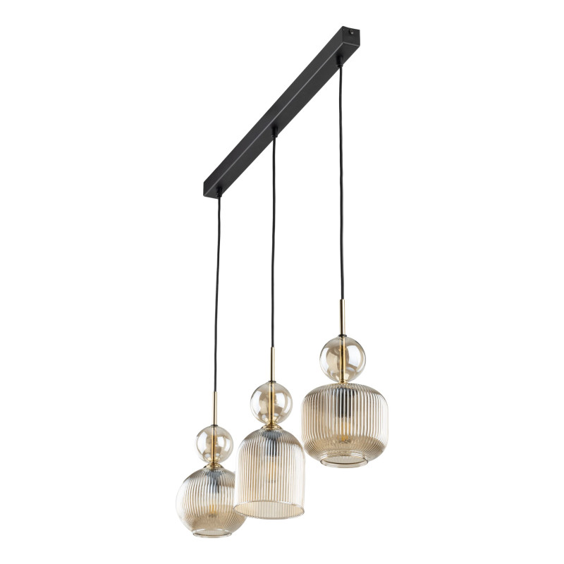 Lampadario Sophia Cognac 3 luci E14 nero e cognac TK Lighting