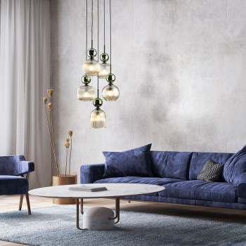 Lampadario Sophia 5 luci verde cognac E14 TK Lighting