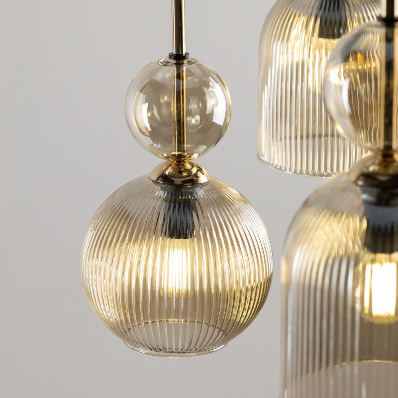 Lampadario Sophia 6 luci E14 nero e oro TK Lighting