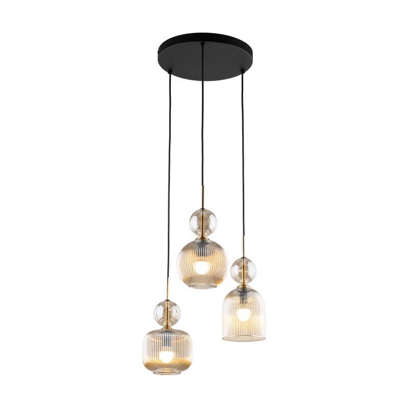 Lampadario Sophia 3 luci nero cognac E14 TK Lighting