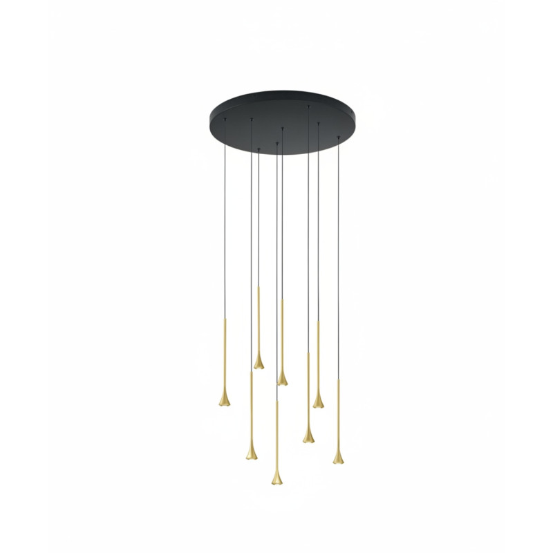 Sospensione Susa 8 luci LED nero ottone Fabas