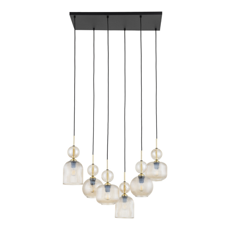 Lampadario Sophia 6 luci E14 nero e oro TK Lighting