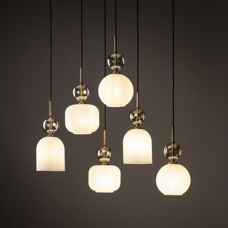 Lampadario Sophia Cognac White 6 luci E14 TK Lighting