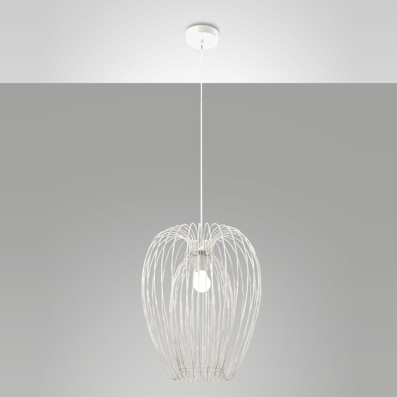 Lampadario Camp bianco moderno 1 luce E27 Fabas
