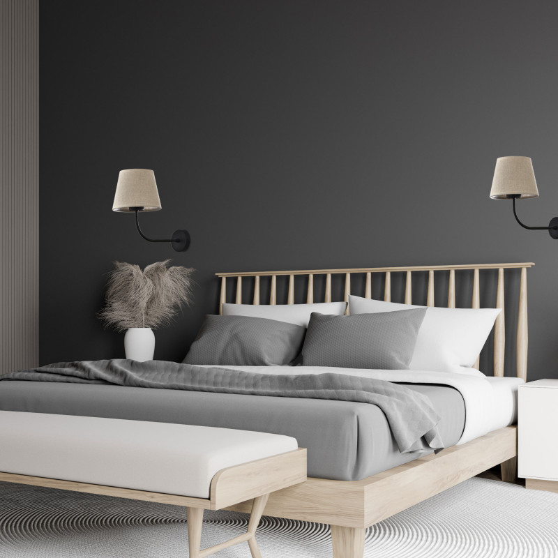 Applique Chicago Linen 1 luce beige e nera E27 TK Lighting