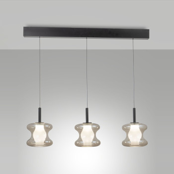 Lampadario Frua 3 luci LED cognac moderno Fabas